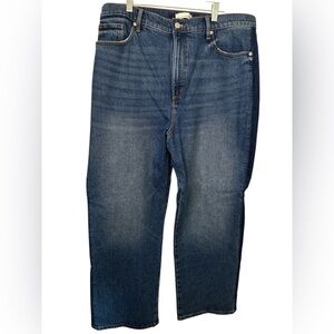 LOFT Dark Blue Straight High Rise Tuxedo Stripe Jeans 16 NWT